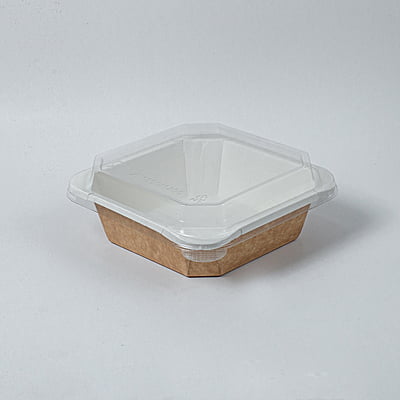 1000ml Square Paper Bowl + Clear Lid