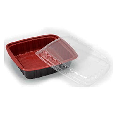 1000ml Plastic Red & Black Cont+Lid