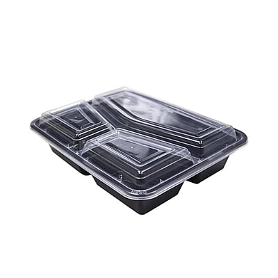 3 Compartment Plastic Black Base Container