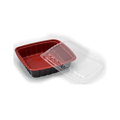 800ml Plastic Red & Black Cont+Lid