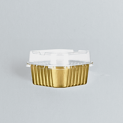 Aluminium Square Gold Ramekin + Dome lid(9x9x3.5)cm