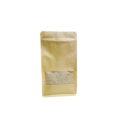 Kraft Pouch Bag W/Window Square Bottom(10x20x6)cm