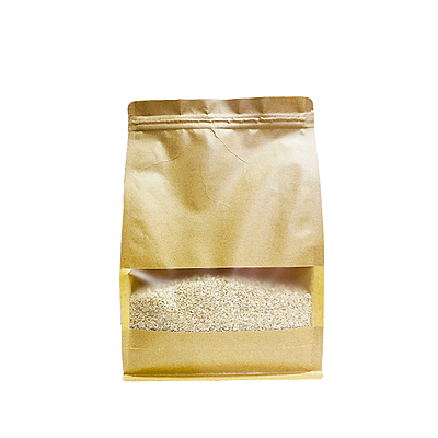 Kraft Pouch Bag W/Window Square Bottom(12x22x6)cm