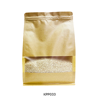 Kraft Pouch Bag W/Window Square Bottom(14x24x6)cm