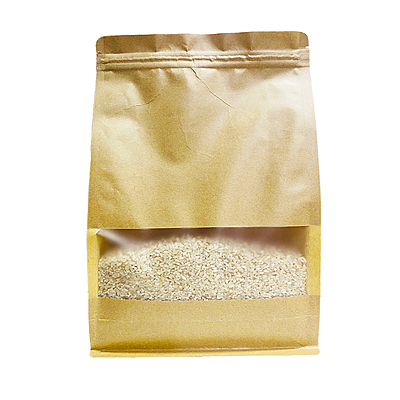 Kraft Pouch Bag W/Window Square Bottom(18x26x8)cm