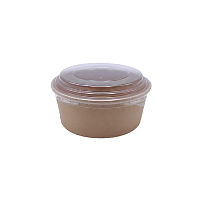 500ml Kraft Paper RND Cont + Clear Pet Lid