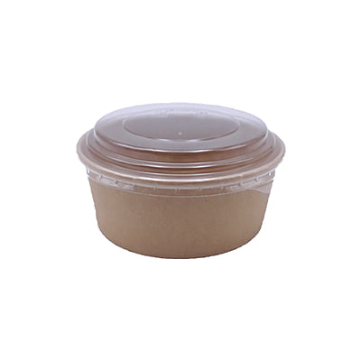 750ml Kraft Paper RND Cont + Clear Pet Lid