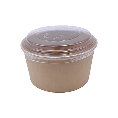 1000ml Kraft Paper RND Cont + Clear Pet Lid