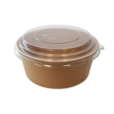 1300ml Kraft Paper RND Cont + Clear Pet Lid