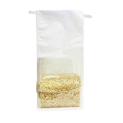 White Square Bottom Goodie Bag With Clear Base + Tin Tie Lock(13x28x10)cm